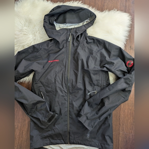 Mammut Jacket Mens Large Black DryTech Premium Full Zip Hood Zip Pockets S Small - Picture 1 of 11